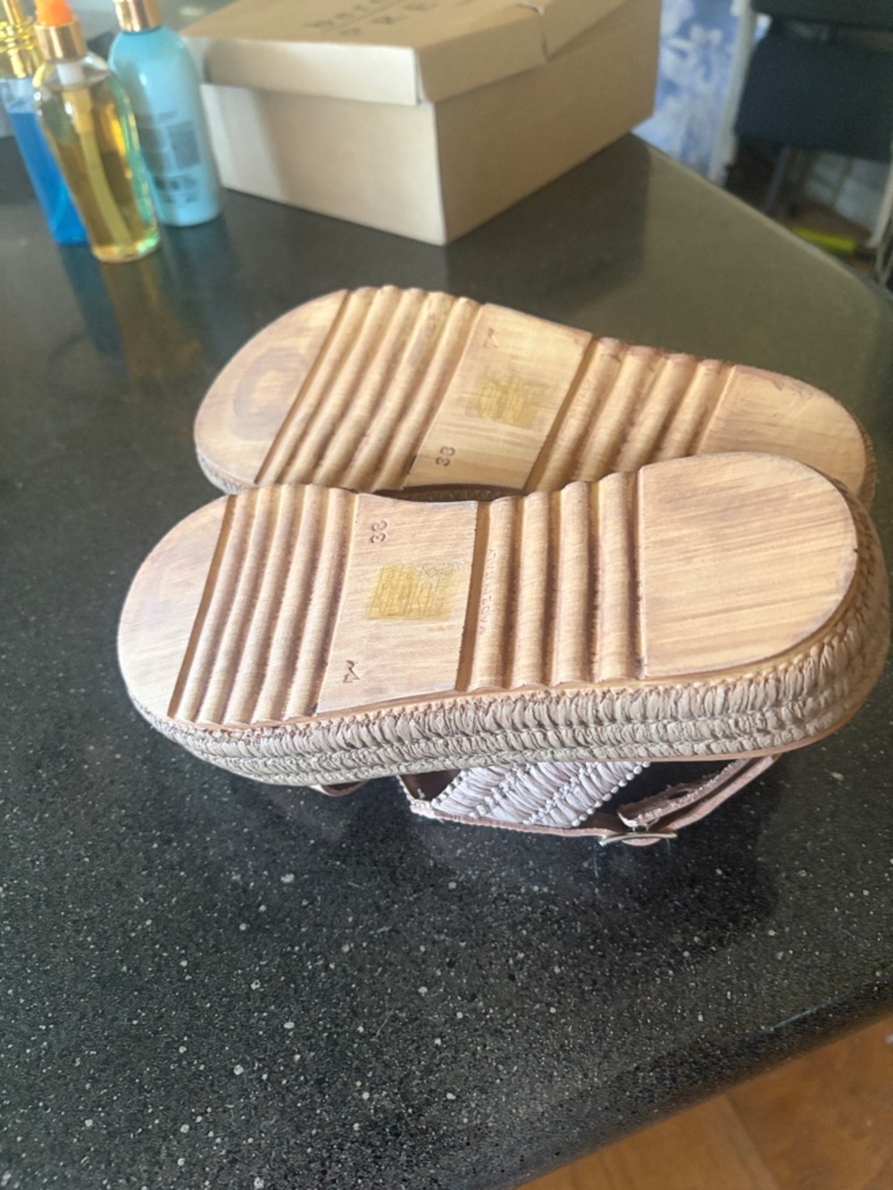 bernie mev. Beige Woven Espadrille Platform Sandals - Picture 3 of 4